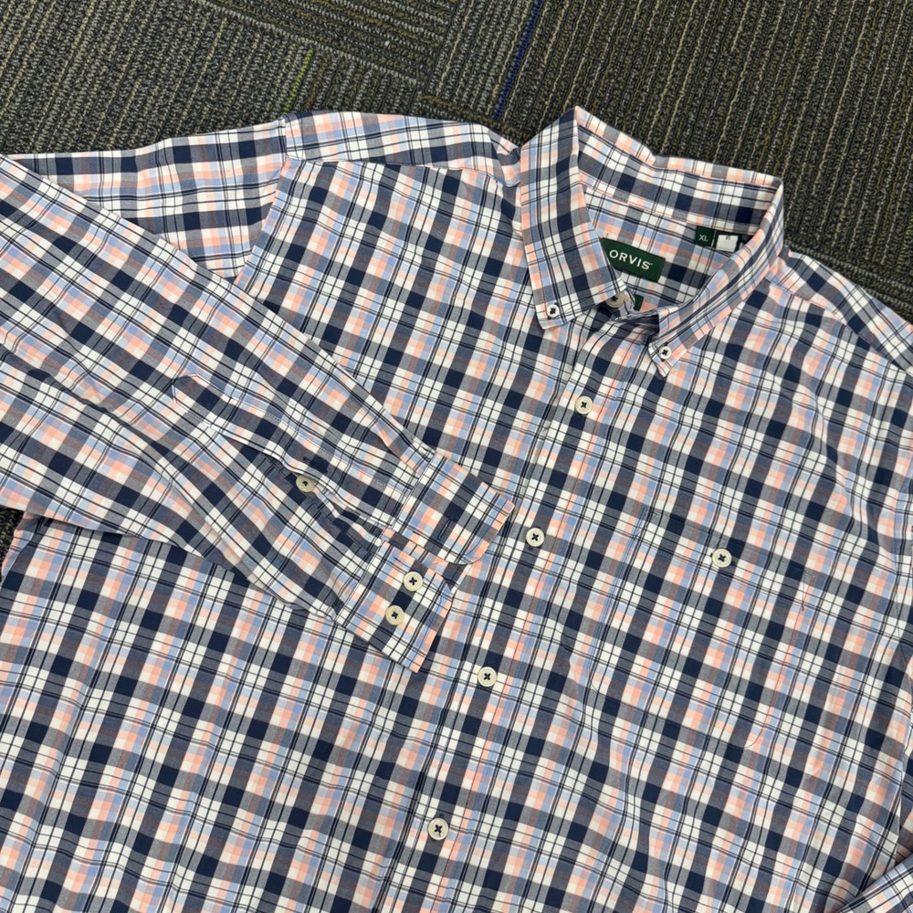 Orvis Active‎ Fit Mens XL Plaid Button Down Long Sleeve Shirt Casual